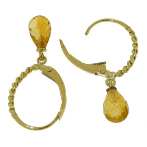 3 Carat 14K Solid Yellow Gold Athena Citrine Earrings