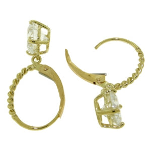 4.5 Carat 14K Solid Yellow Gold Cubic Zirconia Leverback Earrings