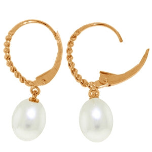 14K Solid Rose Gold Leverback Earrings w/ Briolette Pearls