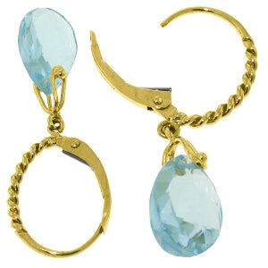 6 Carat 14K Solid Yellow Gold Aphrodite Blue Topaz Earrings