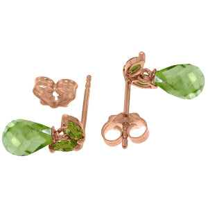 14K Solid Rose Gold Stud Earrings Natural Peridot Certified