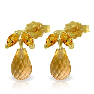 3.4 Carat 14K Solid Yellow Gold House Of Fun Citrine Earrings