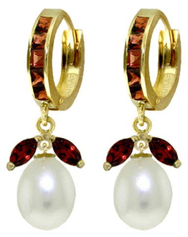 10.3 Carat 14K Solid White Gold Not Calculated Garnet Pearl Earrings