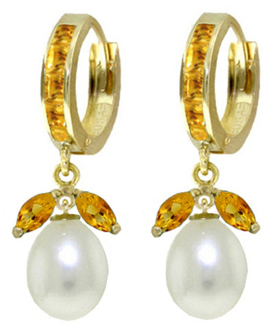 10.3 Carat 14K Solid White Gold Pearl Proud Citrine Pearl Earrings