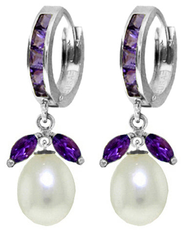 10.3 Carat 14K Solid Yellow Gold Majorca Amethyst Pearl Earrings