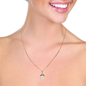 4.5 Carat 14K Solid Rose Gold Necklace Pearl Tanzanite