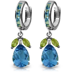 14.3 Carat 14K Solid White Gold Myriad Of Choices Peridot Blue Topaz Earrings