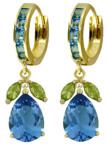 14.3 Carat 14K Solid White Gold Myriad Of Choices Peridot Blue Topaz Earrings