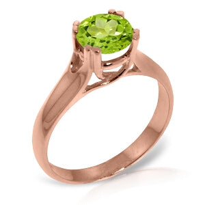14K Solid Rose Gold Solitaire Ring Natural Peridot Gemstone