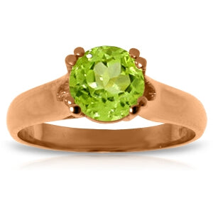 14K Solid Rose Gold Solitaire Ring Natural Peridot Gemstone