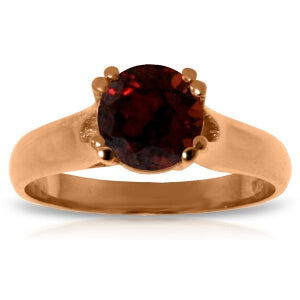 14K Solid Rose Gold Solitaire Ring Natural Garnet Certified