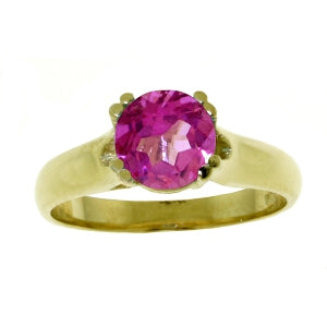 1.1 Carat 14K Solid Yellow Gold Love Doesn't Outgrow Pink Topaz Ring
