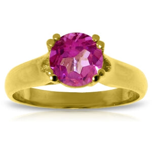 1.1 Carat 14K Solid Yellow Gold Love Doesn't Outgrow Pink Topaz Ring