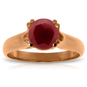 14K Solid Rose Gold Solitaire Ring Natural Ruby Class