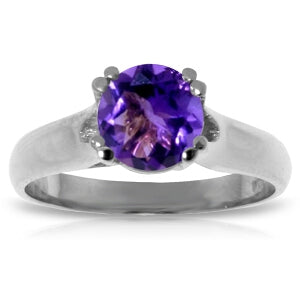 1.1 Carat 14K Solid White Gold Just Fly Amethyst Ring