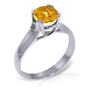 1.1 Carat 14K Solid White Gold Eyes Closed Citrine Ring