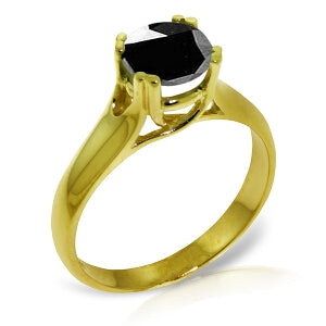 14K Solid Yellow Gold Solitaire Ring 1.0 Carat Black Diamond