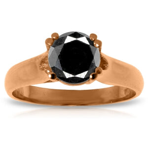 14K Solid Rose Gold Solitaire Ring 1 Carat Black Diamond
