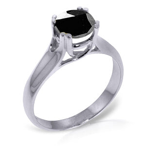 14K Solid White Gold Solitaire Ring 1.0 Carat Black Diamond