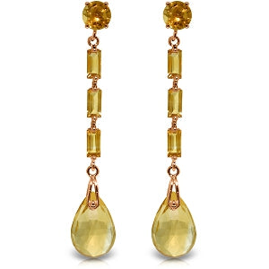 14K Solid Rose Gold Chandelier Pear Citrine Earrings