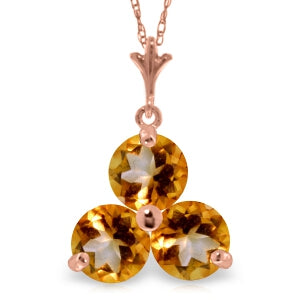 14K Solid Rose Gold Citrine Necklace Gemstone Genuine New