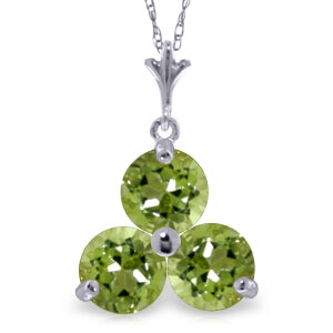 0.75 Carat 14K Solid White Gold Hand In Hand Peridot Necklace