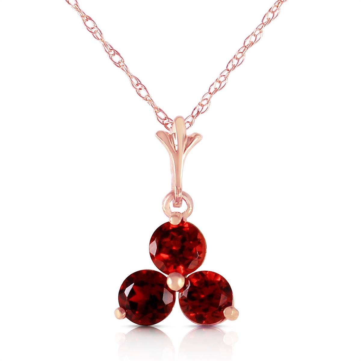 14K Solid Rose Gold Garnet Necklace Gemstone Genuine Deluxe