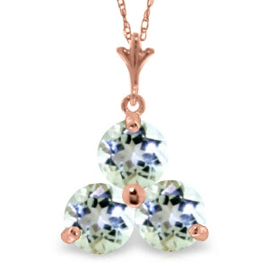 14K Solid Rose Gold Aquamarines Necklace Gemstone Genuine Royal