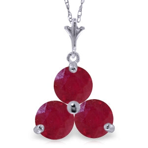 0.75 Carat 14K Solid White Gold Wrangling Emotion Ruby Necklace
