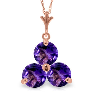 14K Solid Rose Gold Purple Amethyst Platinum Necklace