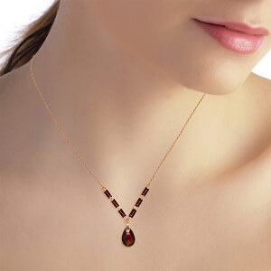 14K Solid Rose Gold Garnet Necklace Jewelry Class New