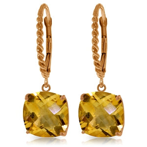14K Solid Rose Gold Leverback Earrings Natural Citrine Series