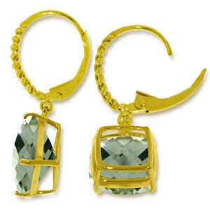 7.2 Carat 14K Solid Yellow Gold Dakota Green Amethyst Earrings