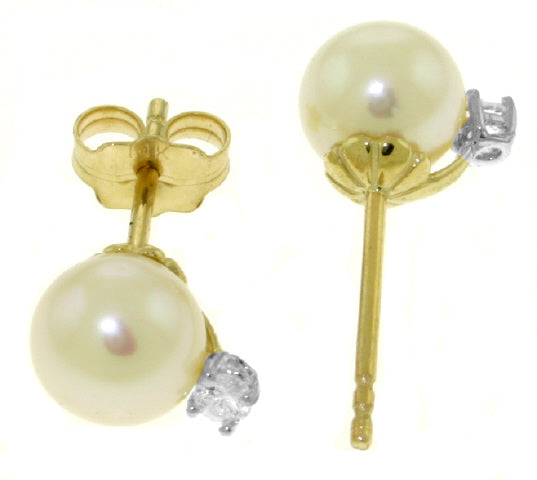 4.1 Carat 14K Solid White Gold Stud Earrings Diamond Pearl