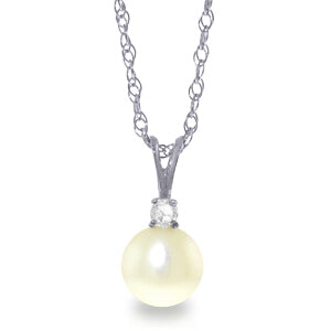 2.05 Carat 14K Solid White Gold Done Is Done Pearl Diamond Necklace