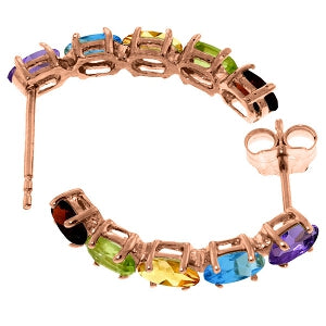 14K Solid Rose Gold Earrings w/ Natural Multicolor Gemstones
