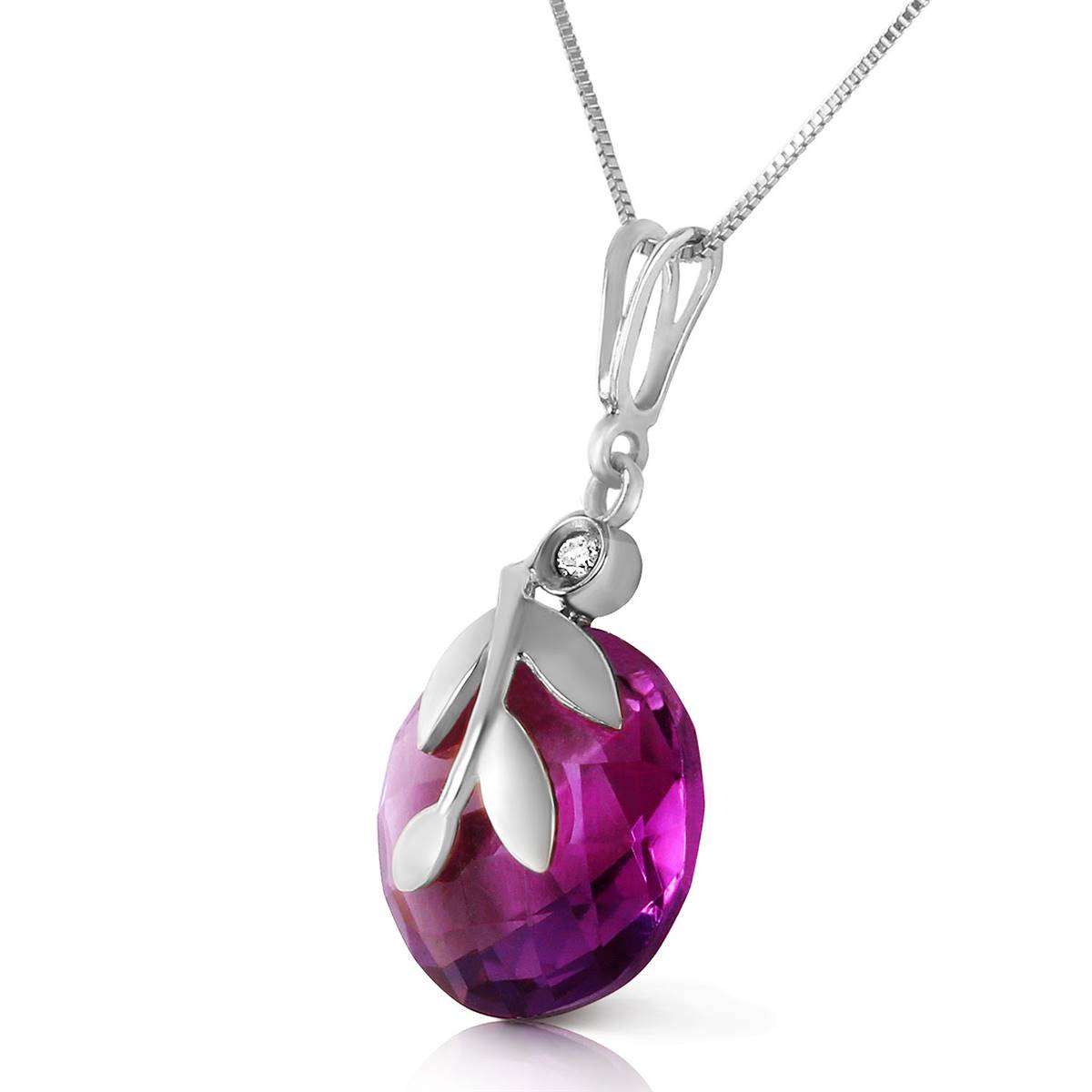 5.32 Carat 14K Solid White Gold Necklace Checkerboard Cut Purple Amethyst