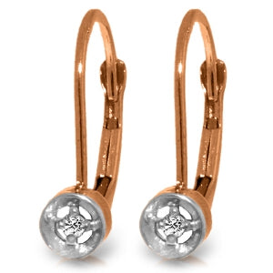 14K Solid Rose Gold Leverback Diamonds Earrings