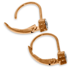 14K Solid Rose Gold Leverback Diamonds Earrings