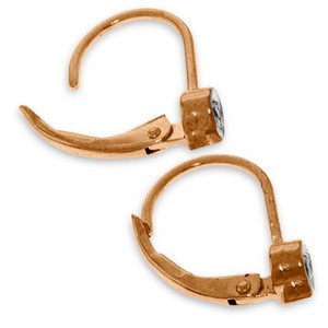 14K Solid Rose Gold Leverback Diamonds Earrings