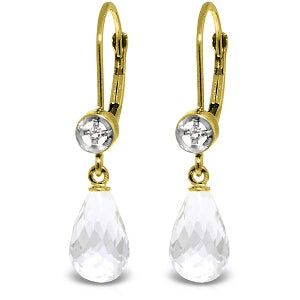 4.53 Carat 14K Solid Yellow Gold Femme White Topaz Diamond Earrings