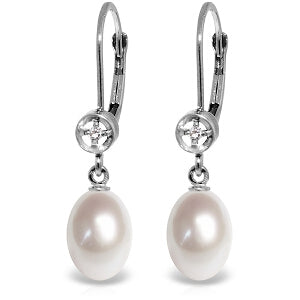 8.03 Carat 14K Solid White Gold No More Hiding Pearl Diamond Earrings