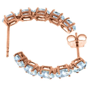 14K Solid Rose Gold Natural Aquamarine Earrings