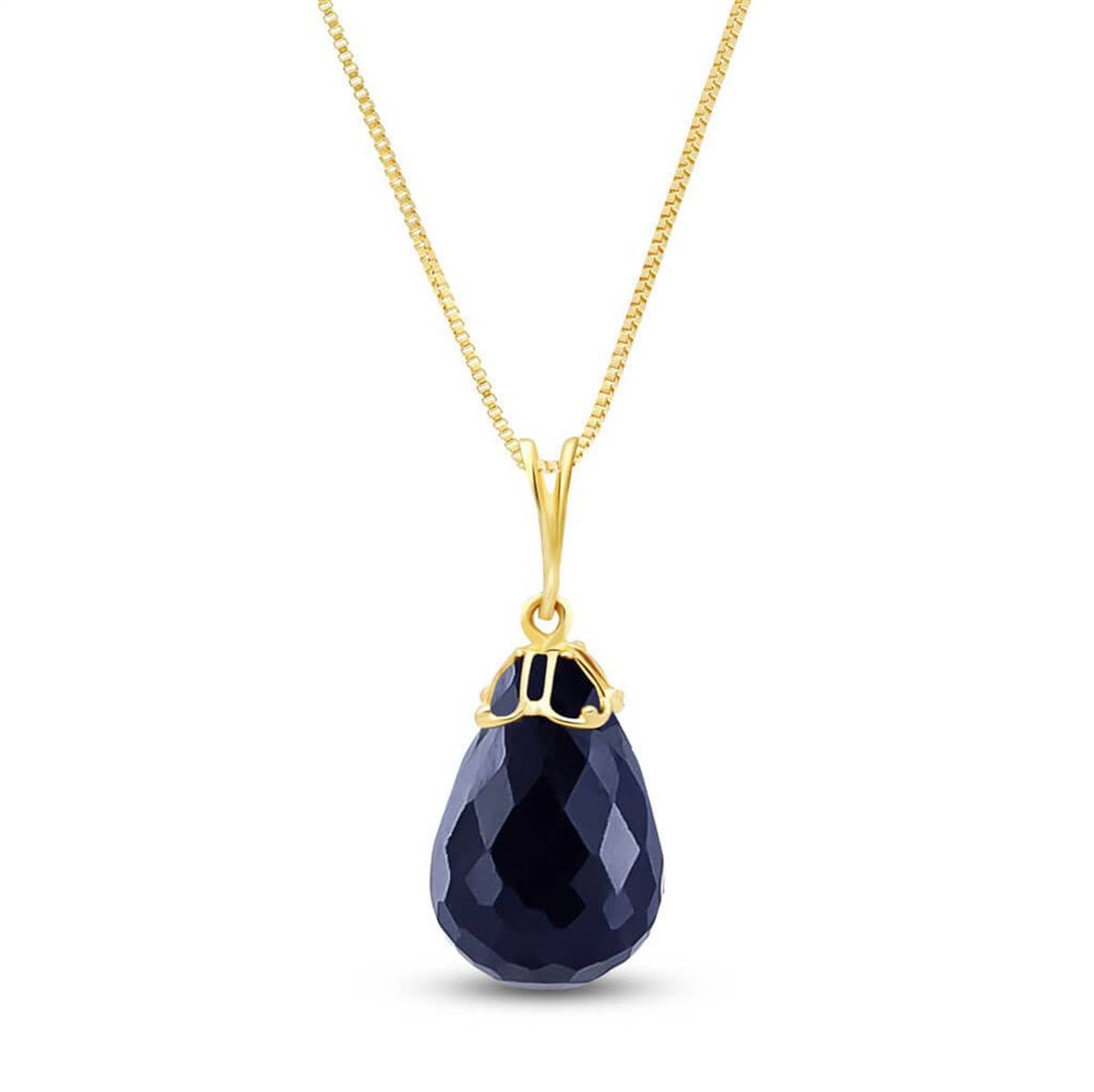 14.8 Carat 14K Solid Yellow Gold Necklace Briolette Natural Sapphire