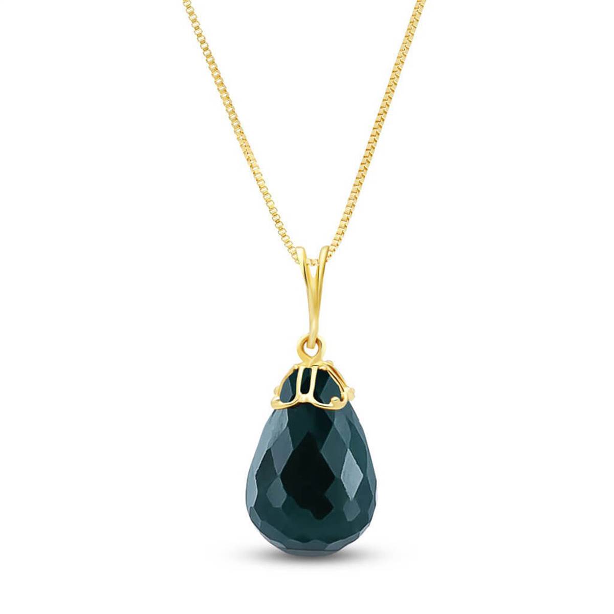 14.8 Carat 14K Solid Yellow Gold Necklace Briolette Natural Emerald
