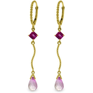 3.5 Carat 14K Solid Yellow Gold Victoriana Pink Topaz Earrings