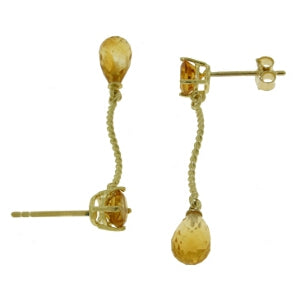 4.3 Carat 14K Solid Yellow Gold Danglings Earrings Natural Citrine
