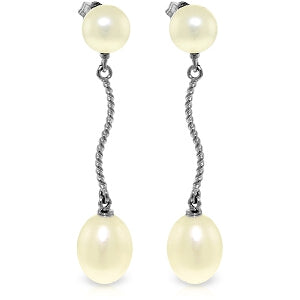 10 Carat 14K Solid White Gold Danglings Earrings Natural Pearl