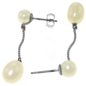 10 Carat 14K Solid White Gold Danglings Earrings Natural Pearl