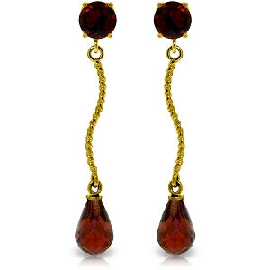 4.3 Carat 14K Solid Yellow Gold Danglings Earrings Natural Garnet
